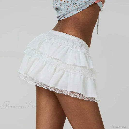 Layered Lace Trim A-Line Skirt