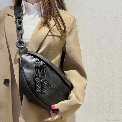 Leather Chest Bag for Women Crossbody