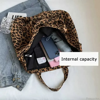 Leopard Design Korean Fashion Shopper Handbag