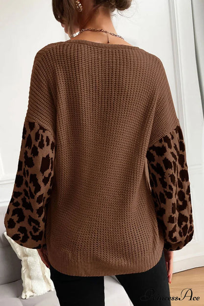 Leopard Patchwork Pullover Sweater