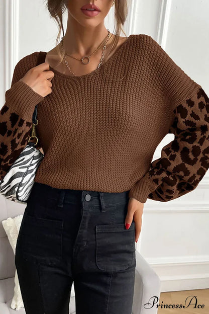 Leopard Patchwork Pullover Sweater