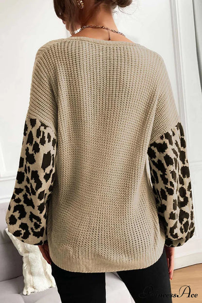 Leopard Patchwork Pullover Sweater