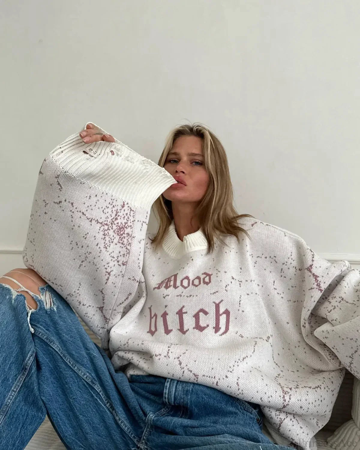 Letter Embroidery Lazy Style Sweater
