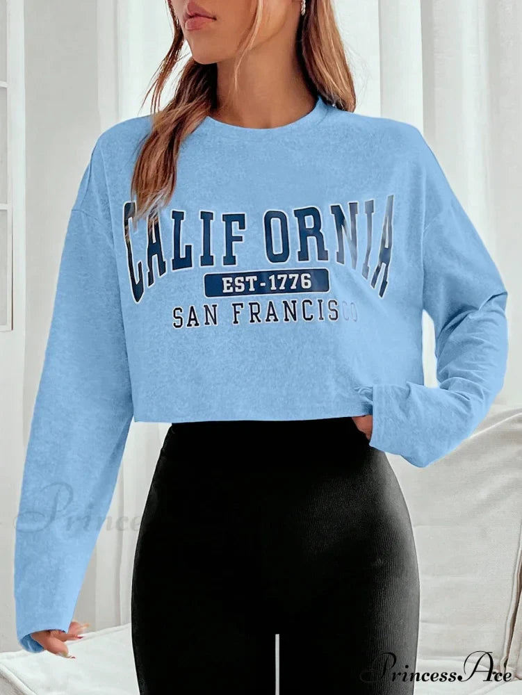 Letter Graphic Drop Shoulder Crop Tee