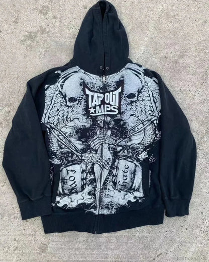 Letter Graphic Zipper Hoodie