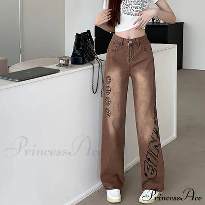 Letter Print Fashion Y2K Demin Jeans