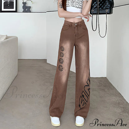 Letter Print Fashion Y2K Demin Jeans