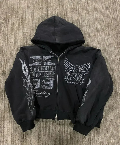 Letter Printed Hip-Hop Hoodie