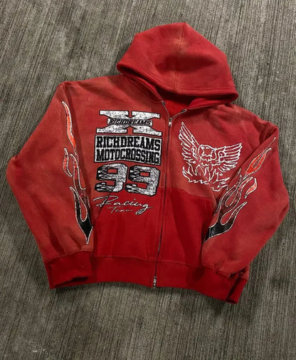 Letter Printed Hip-Hop Hoodie