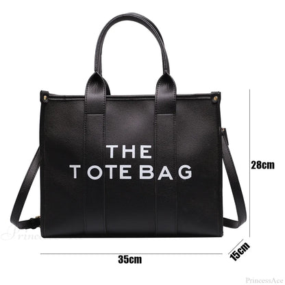 Letter Soft PU Leather Tote Shoulder Handbag