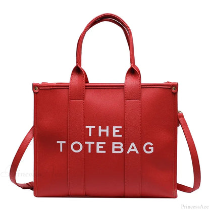 Letter Soft PU Leather Tote Shoulder Handbag