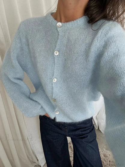 Lightweight Long Sleeve Solid Knit Cardigan