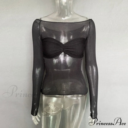 Lightweight T-Shirt Fashion See-Through Neck Women's Top