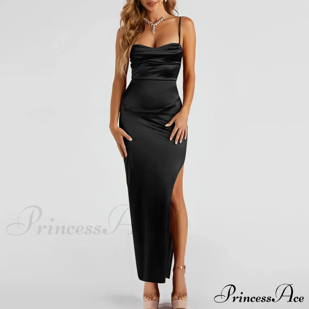 Lola High Slit Charming Satin Dress 2