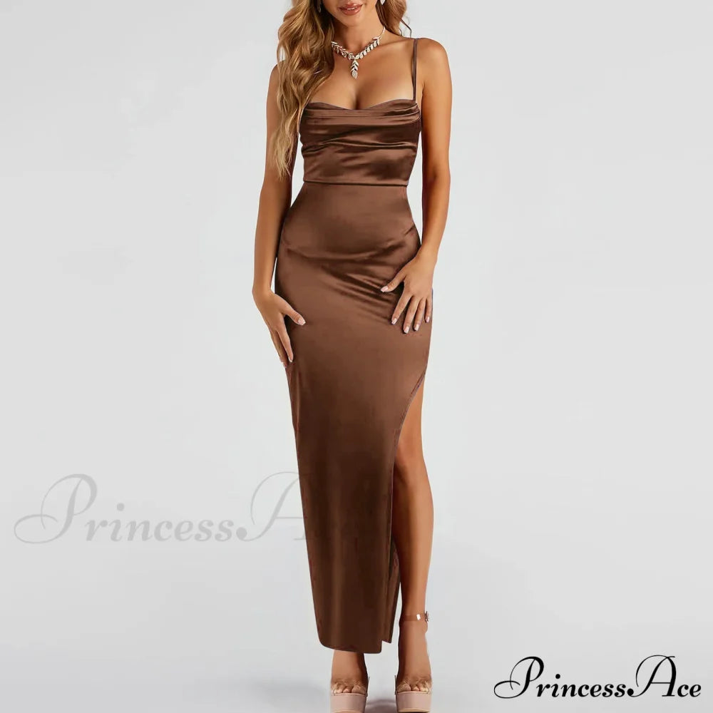 Lola High Slit Charming Satin Dress 2