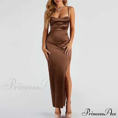 Lola High Slit Charming Satin Dress 2