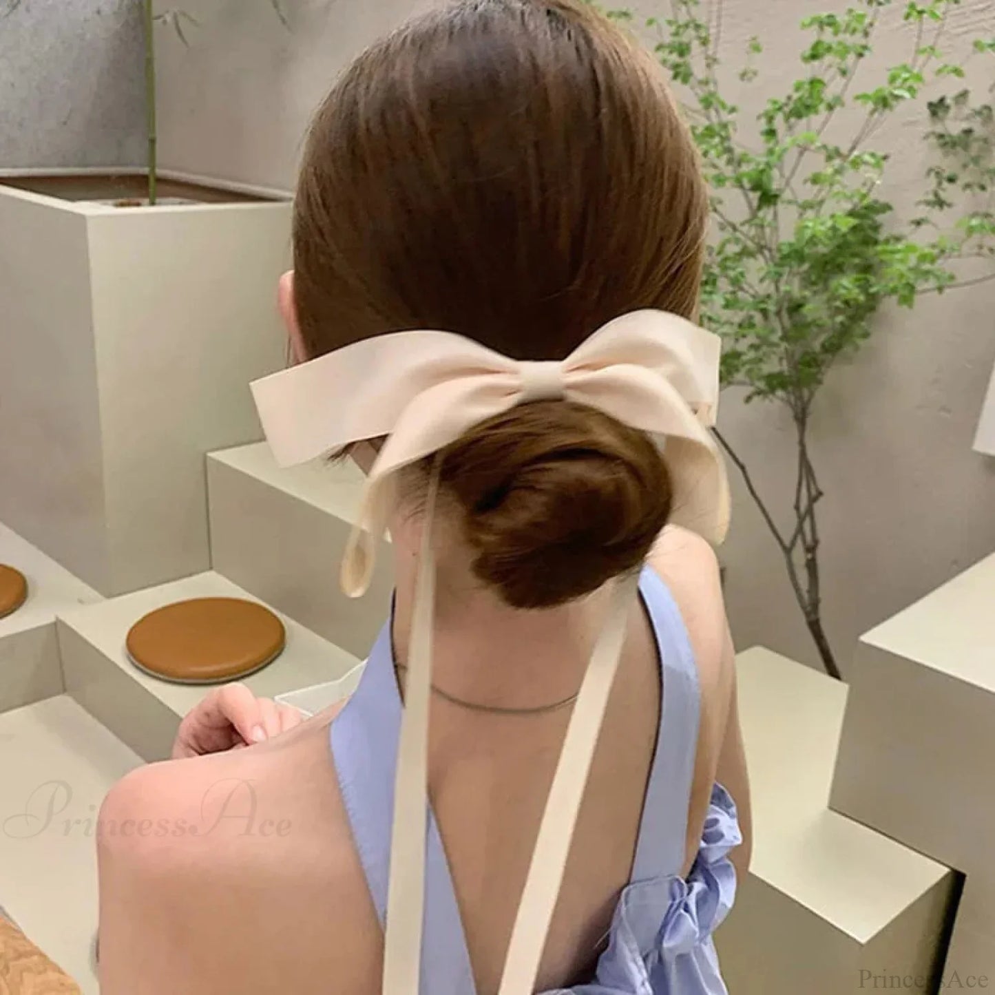 Long Ribbon Bow Back Head Headdress - Hair Accessory
