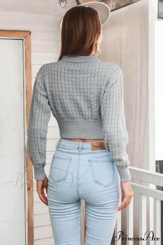 Long Sweater Round Cropped Arm with Neck