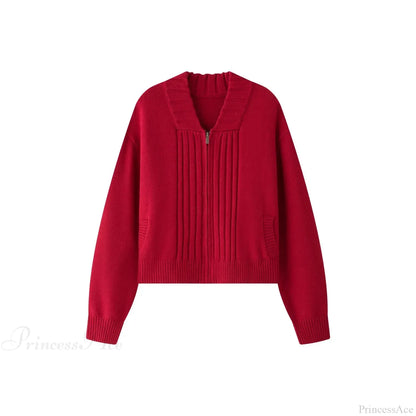 Loose Comfortable Wide Striped Cardigan Zipper Knitting Christmas Sweater