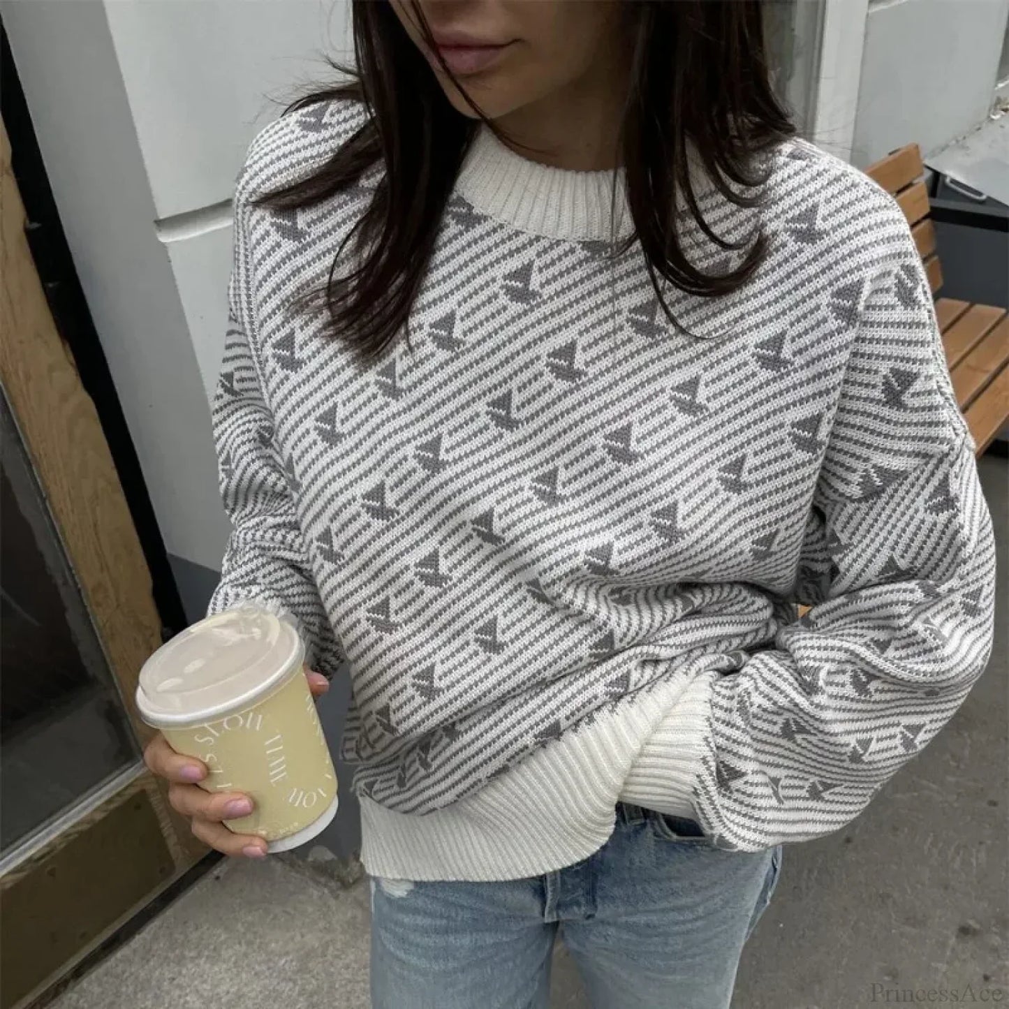Loose Fashion Printed Long Sleeve Sweater