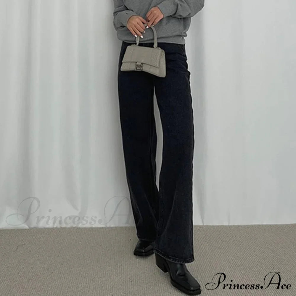 Loose High Waist Denim Straight Jeans
