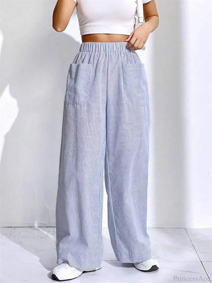 Loose High Waist Striped Lounge Streetwear Pant