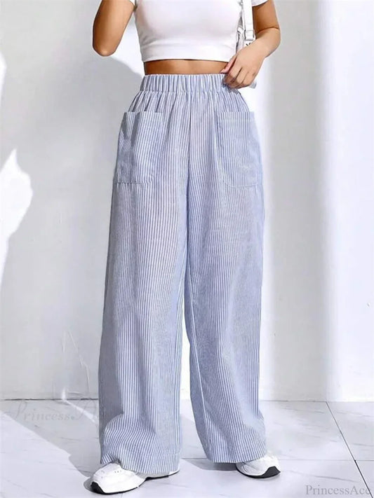 Loose High Waist Striped Lounge Streetwear Pant