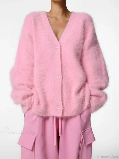Loose Off Shoulder V-neck Cardigan