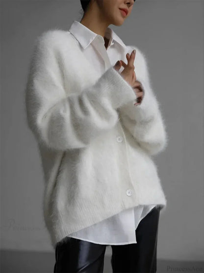 Loose Off Shoulder V-neck Cardigan