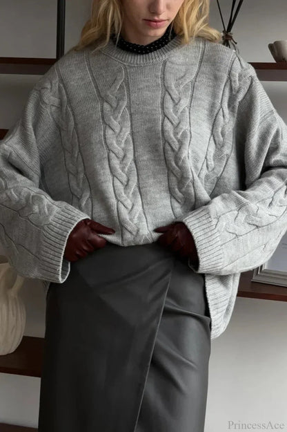 Loose Solid Lazy Casual Crewneck Sweater