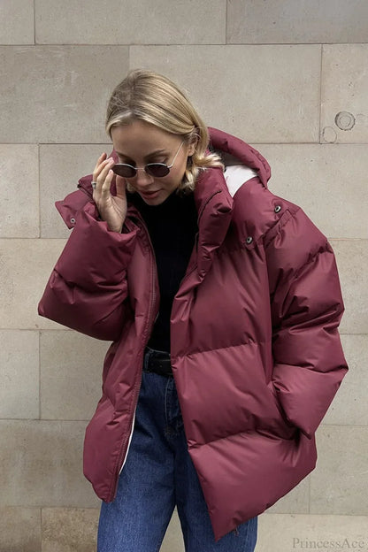 Loose Solid Minimalist Hooded Cotton Coat