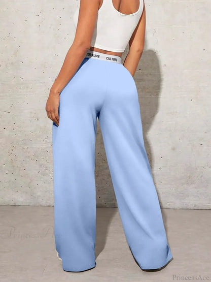 Love Print Casual Wide Leg Pants