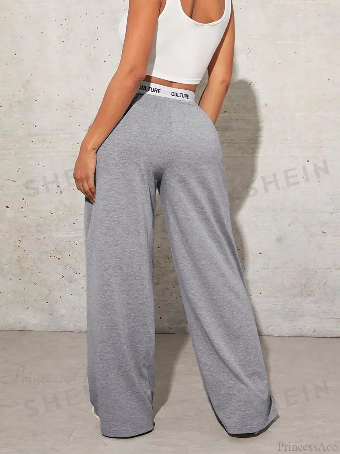 Love Print Casual Wide Leg Pants