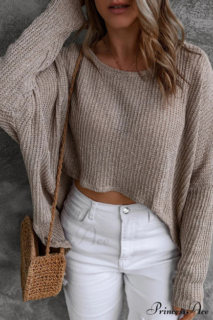 Low Dolman Slouchy High Gray Arm Sweater