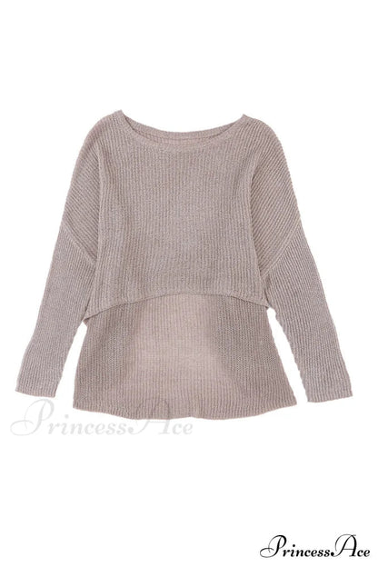 Low Dolman Slouchy High Gray Arm Sweater