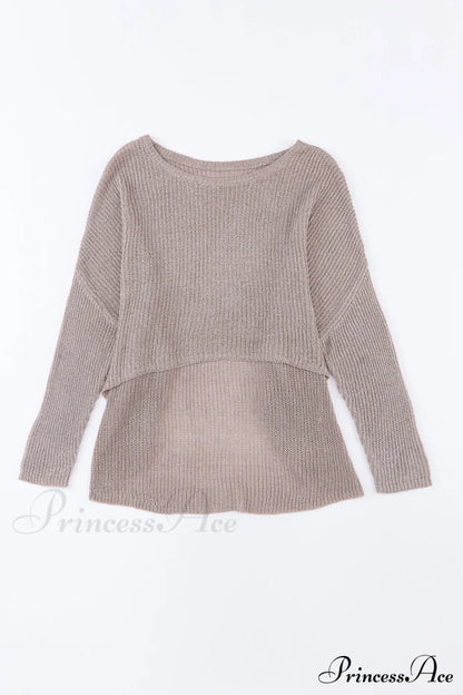 Low Dolman Slouchy High Gray Arm Sweater