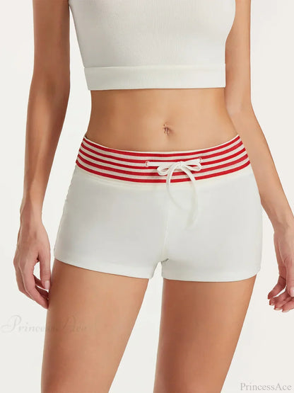 Low Rise Striped Drawstring Short