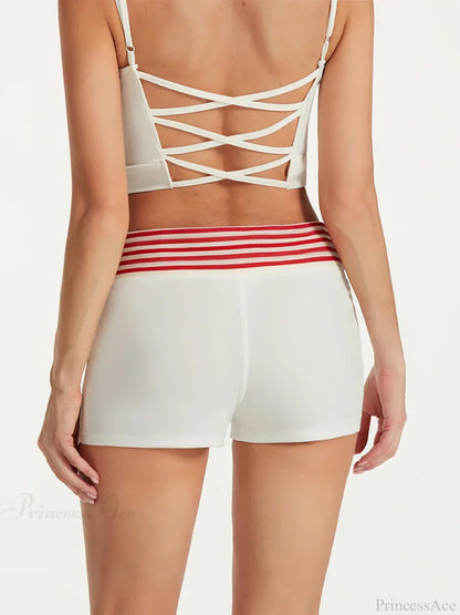Low Rise Striped Drawstring Short