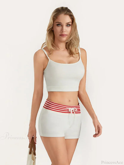 Low Rise Striped Drawstring Short