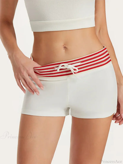 Low Rise Striped Drawstring Short