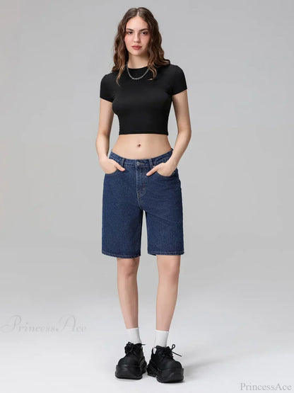 Low Waist Straight Leg Denim Short