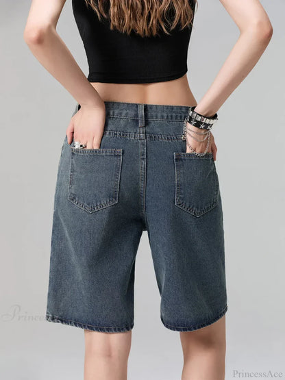 Low Waist Straight Leg Denim Short