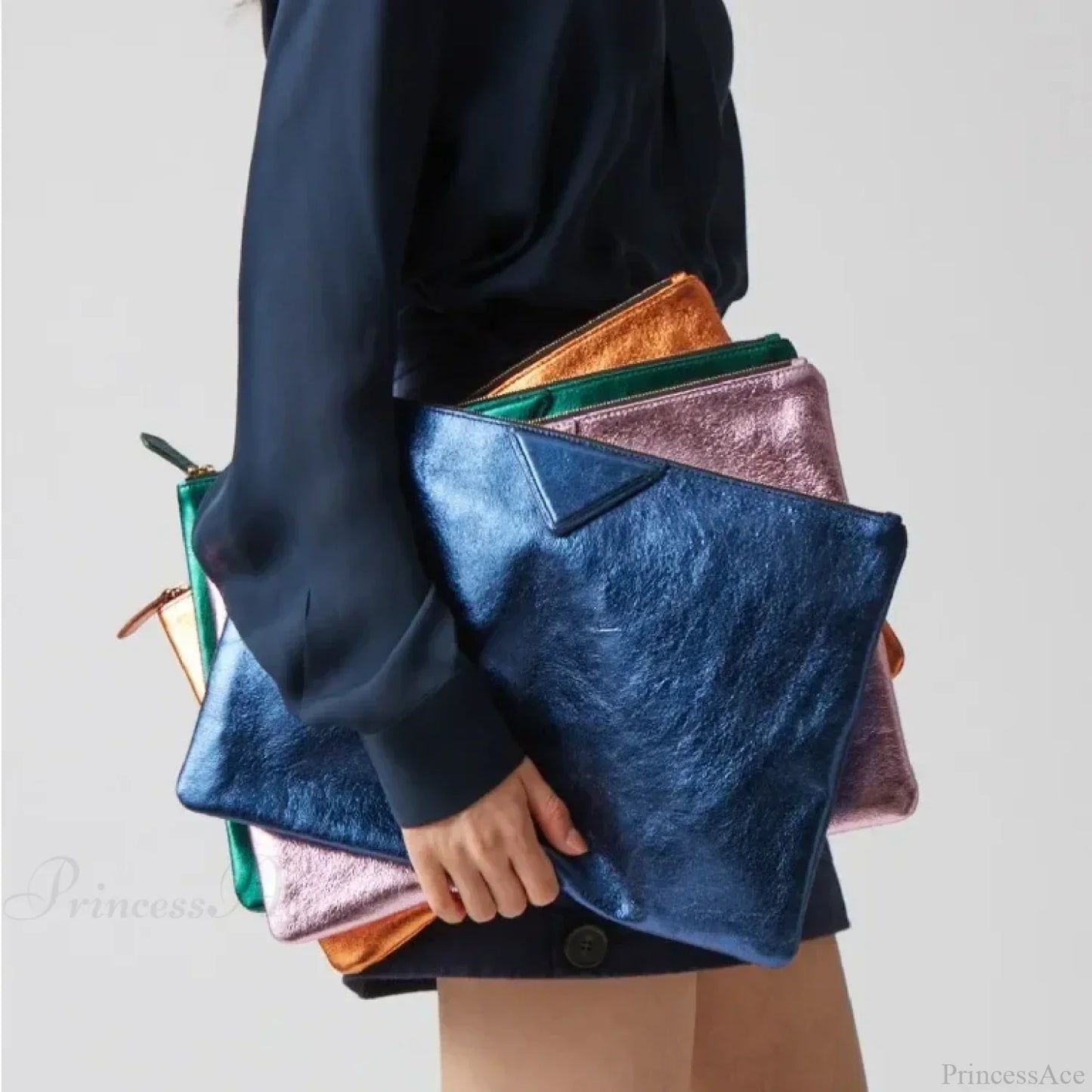 Luxury Designer PU Leather Day Clutch Wristlet