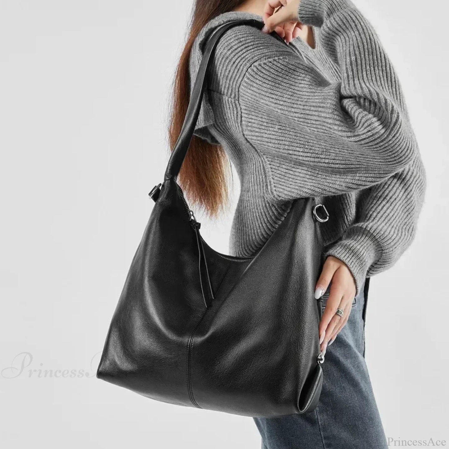 Luxury Genuine Leather Large Hobo Shoulder Bag