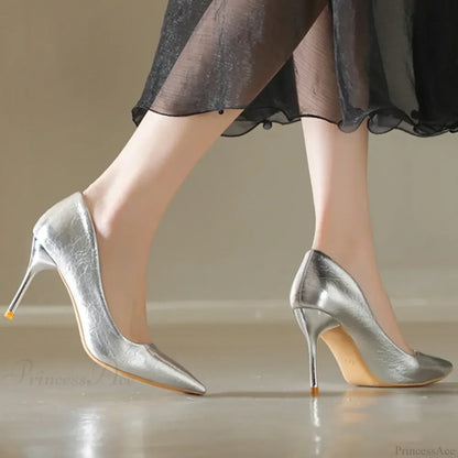 Luxury Gold Shiny Pumps Brand Large Size Sexy Party Pointed Toe Wedding High Heel