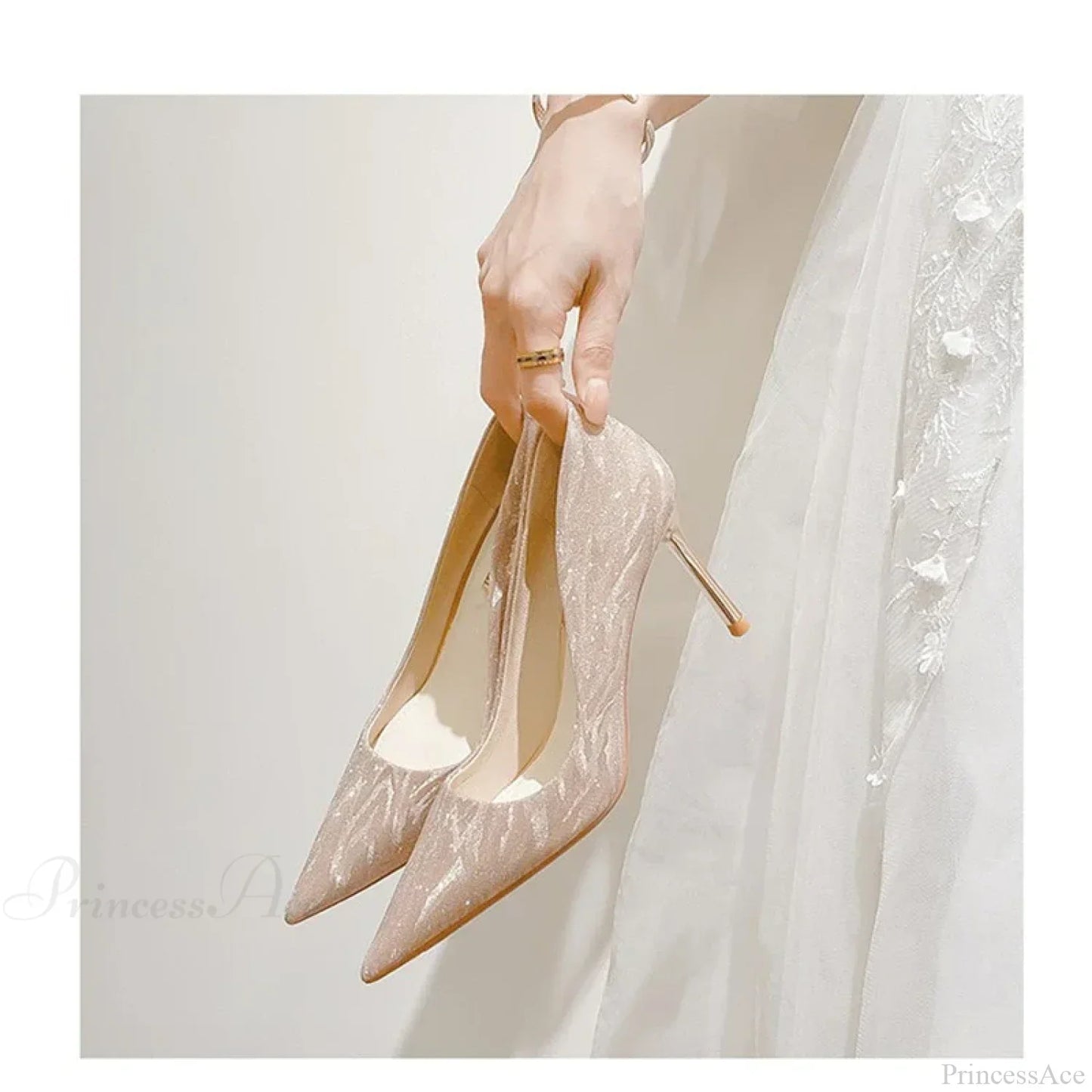 Luxury Gold Silver Pointed High Heels Party Wedding Pumps Designer High Heel