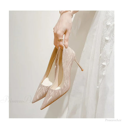 Luxury Gold Silver Pointed High Heels Party Wedding Pumps Designer High Heel