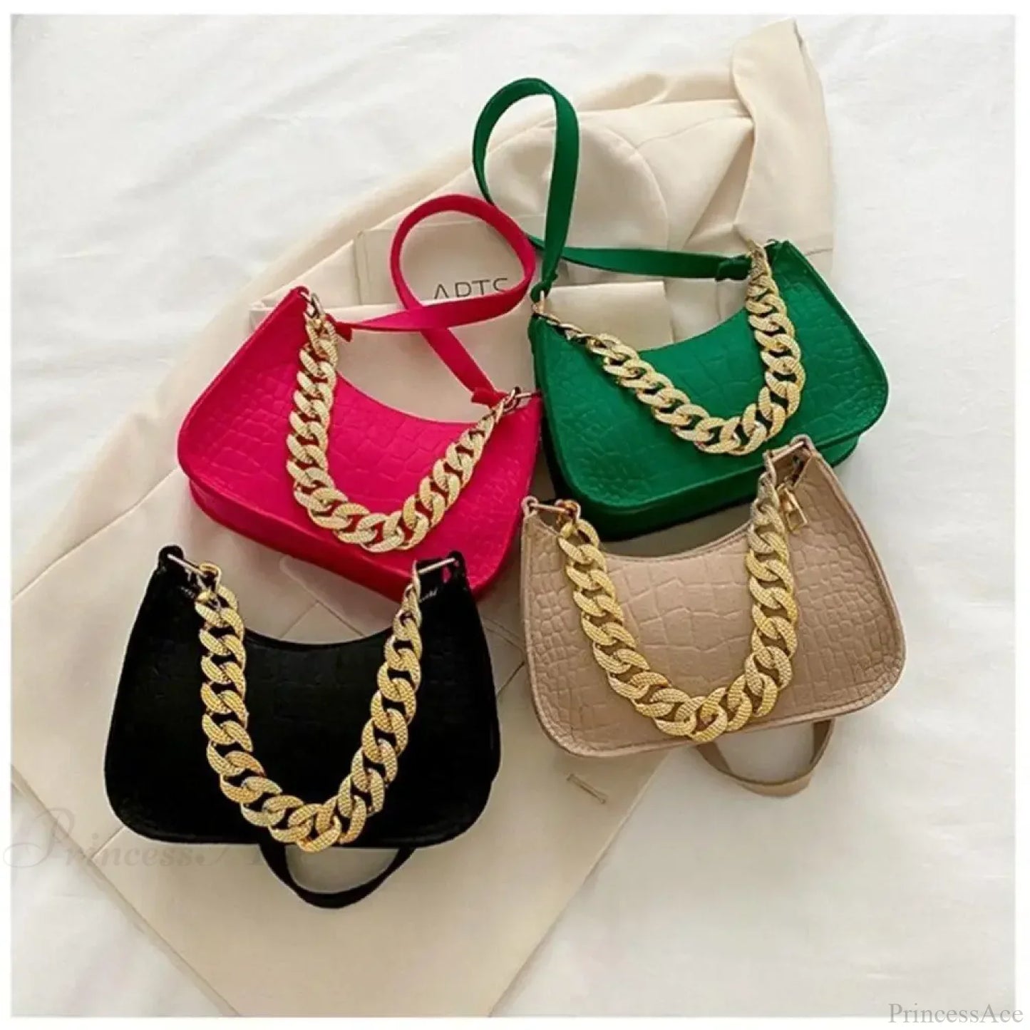 Luxury Metal Chain Shoulder Handbag Elegant Clutch