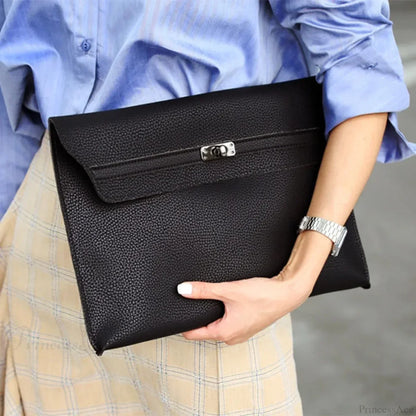 Lychee Pattern PU Leather Envelope Wristlet
