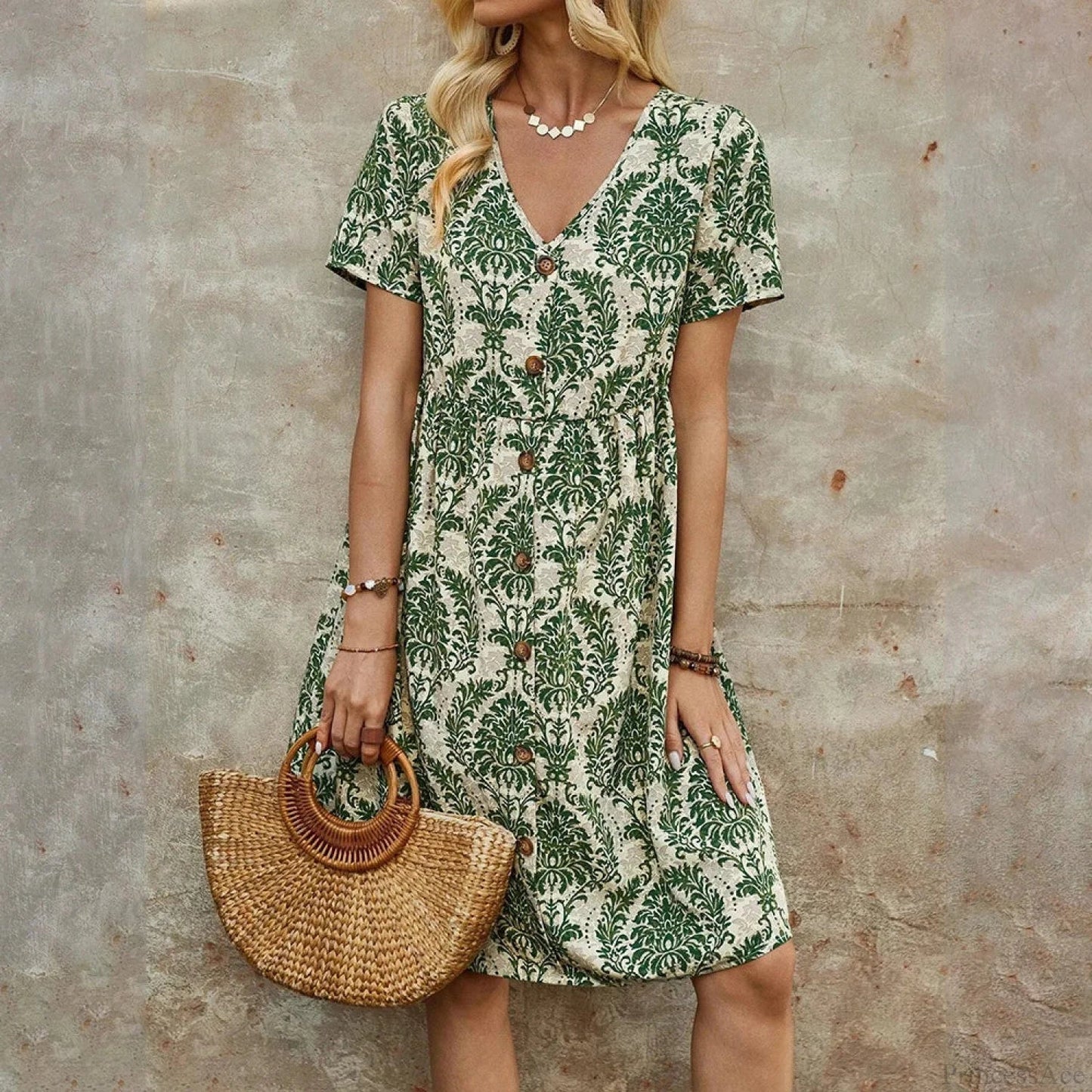 M Floral Casual Slim Summer Sundress